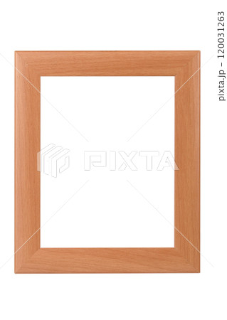 Wooden photo frame isolated on white background with space for text. 120031263