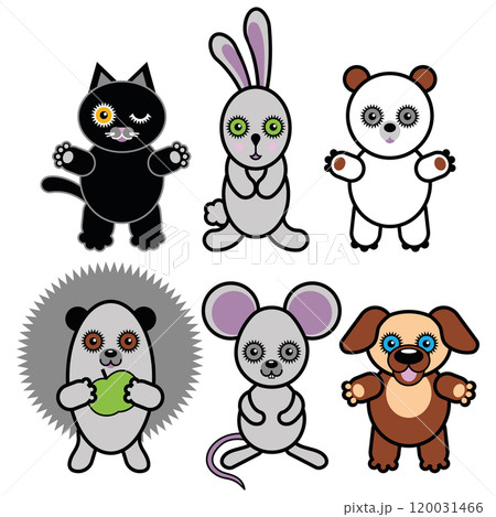 Vector toys set Bear Cat Bunny Mouse Hedgehog Vector toys set Bear Cat Bunny Mouse Hedgehog 120031466