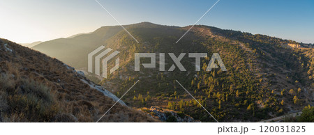 Mountain landscape in sunrise panoramic view Mountain landscape in sunrise panoramic view 120031825