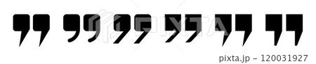A set of black quotation mark icons, commas on a white background. 120031927