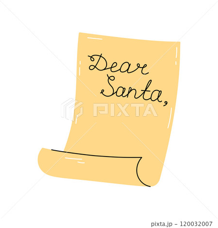 Christmas scroll letter to Santa. Cute simple vector illustration. Flat and doodle elements 120032007