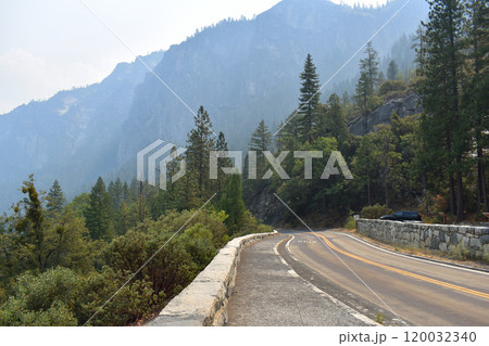 Empty road in the mountains background, view of natural landscape, USA national parks wildlife 120032340