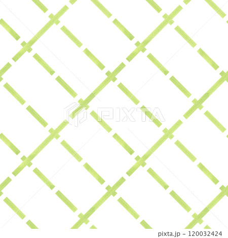 Pastel olive green hand painted watercolor brush stroke seamless diagonal pattern. Broken stripes of checkered plaid texture illustration. For spring textile, tablecloth, cloth, print canvas 120032424