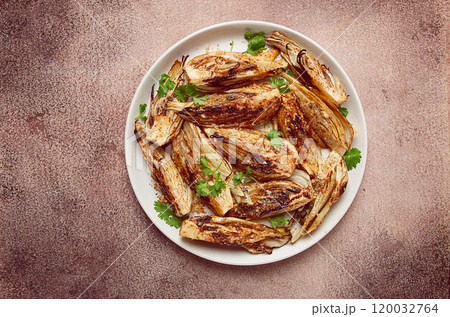 baked, oven-baked fennel, with spices, in olive oil, homemade, no people, 120032764