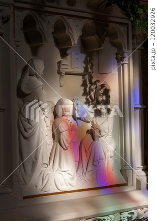 An Artistic Relief Sculpture that features Colorful Illumination and Stunning Details 120032926