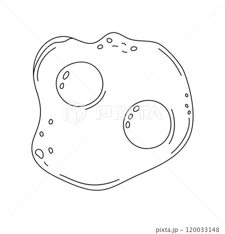 Outline vector of fried eggs, a staple breakfast item rich in protein and nutrients. Ideal for menu or poster design, showcasing a healthy, organic meal for a balanced diet Outline vector of fried eggs, a staple breakfast item rich in protein and nutrients. Ideal for menu or poster design, showcasing a healthy, organic meal for a balanced diet 120033148