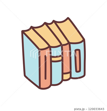 Doodle books shelf icon hand drawn in minimalistic style. Knowledge symbol 120033643