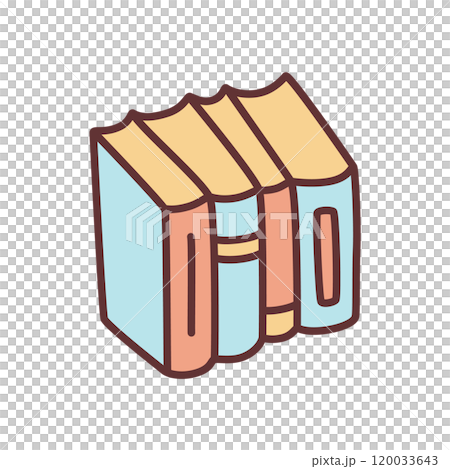Doodle books shelf icon hand drawn in minimalistic style. Knowledge symbol 120033643