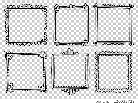 Bullet journal hand-drawn vector frames for notebook, scrapbook, diary, or planner. Doodle black borders isolated on a white background. Bullet journal hand-drawn vector frames for notebook, scrapbook, diary, or planner. Doodle black borders isolated on a white background. 120033728
