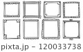 Bullet journal hand-drawn vector frames and elements for notebook, scrapbook, diary, or planner. Doodle black borders isolated on a white background.  120033738