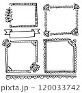 Bullet journal hand-drawn vector frames and elements for notebook, scrapbook, diary, or planner. Doodle black borders isolated on a white background.  120033742