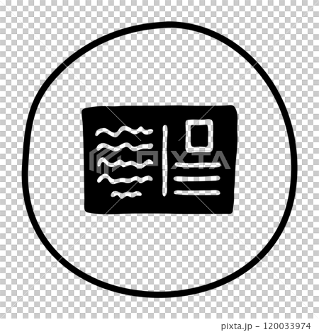 Doodle letter postcard icon or logo, hand drawn with thin black line Doodle letter postcard icon or logo, hand drawn with thin black line 120033974