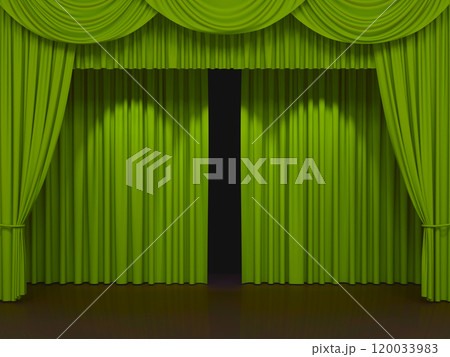 Luxury stage or windows curtains, realistic 3D illustration Luxury stage or windows curtains, realistic 3D illustration 120033983