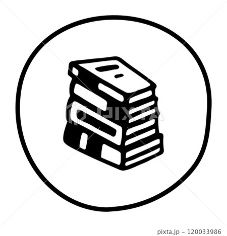 Doodle pile of books icon. Hand drawn book, journal or notebook symbol Doodle pile of books icon. Hand drawn book, journal or notebook symbol 120033986