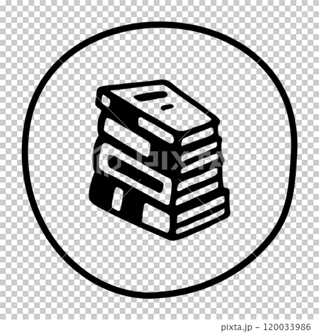 Doodle pile of books icon. Hand drawn book, journal or notebook symbol Doodle pile of books icon. Hand drawn book, journal or notebook symbol 120033986