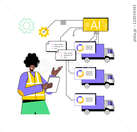 AI-Enhanced Fleet Management abstract concept vector illustration. 120034381