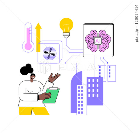 AI-Optimized Building Energy Management abstract concept vector illustration. AI-Optimized Building Energy Management abstract concept vector illustration. 120034414