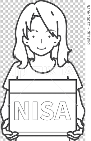 NISA口座に投資する女性のイラスト 120034676