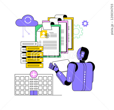 AI-Optimized Electronic Health Records abstract concept vector illustration. AI-Optimized Electronic Health Records abstract concept vector illustration. 120034703