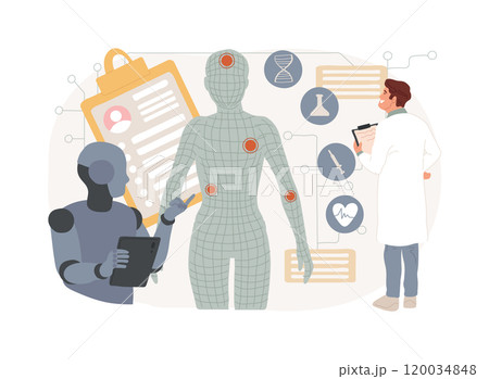 AI-Enhanced Medical Diagnosis abstract concept vector illustration. AI-Enhanced Medical Diagnosis abstract concept vector illustration. 120034848