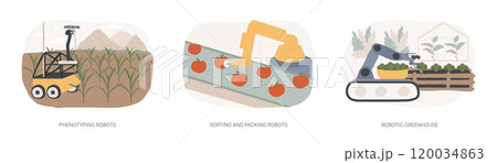 Automation in agriculture isolated cartoon vector illustrations se 120034863