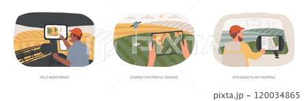 Satellite navigation in agriculture isolated cartoon vector illustrations se Satellite navigation in agriculture isolated cartoon vector illustrations se 120034865