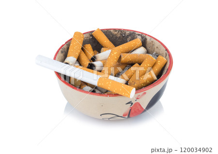 cigarette ash ashtray isolated on white background cigarette ash ashtray isolated on white background 120034902