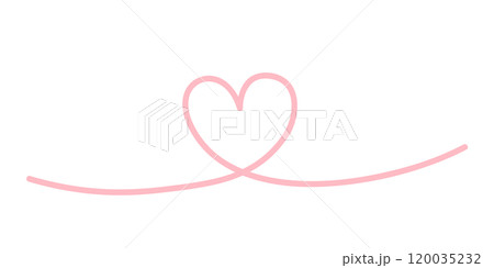 ハートがあるピンク色の手書きの線のイラスト素材 120035232
