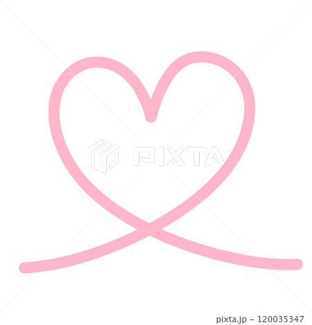 ハート型のピンク色の線のイラスト素材 ハート型のピンク色の線のイラスト素材 120035347