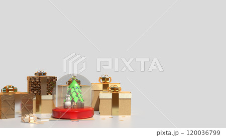 The Snow man in glass ball and gift box for holiday and celebration  concept 3d rendering. 120036799