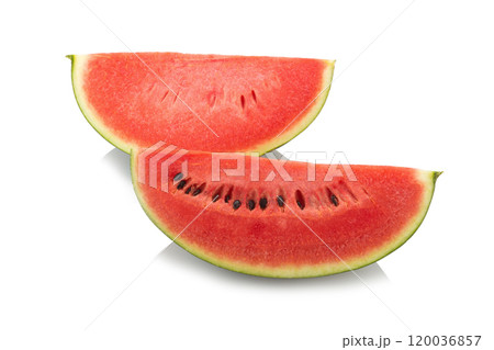 Slice of watermelon on white background Slice of watermelon on white background 120036857