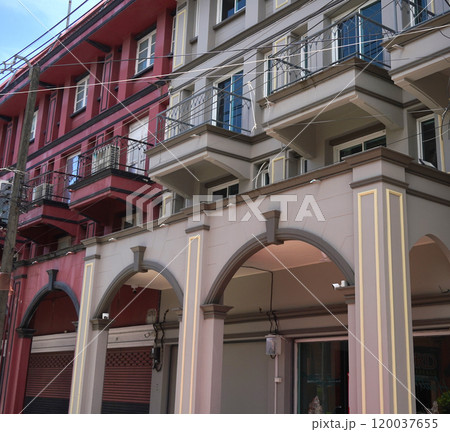 Detailed view of windows, doors and balconies of city buildings Detailed view of windows, doors and balconies of city buildings 120037655