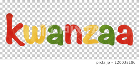 Kwanzaa red green and yellow sign of watercolor textured letters. Hand drawn holiday graphic illustration for greeting card design. Isolated drawing for African-American festive artworks. Kwanzaa red green and yellow sign of watercolor textured letters. Hand drawn holiday graphic illustration for greeting card design. Isolated drawing for African-American festive artworks. 120038186