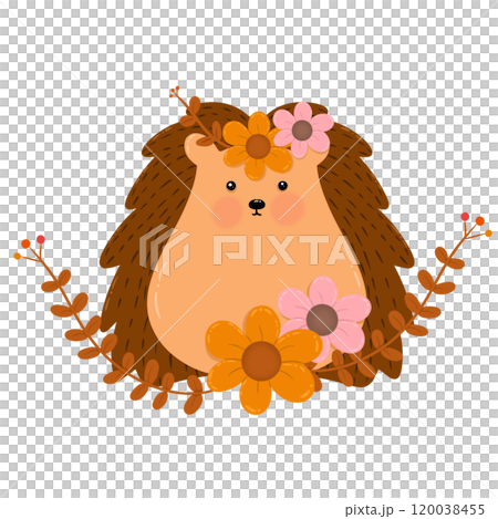 Little hedgehog and flower crown Little hedgehog and flower crown 120038455