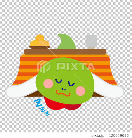 コタツでうたた寝をするヘビのイラスト 120039036