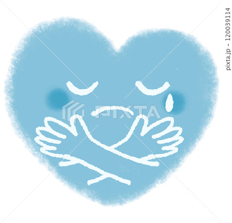 ハートを両手で抱く手のイラスト　セルフハグ 120039114