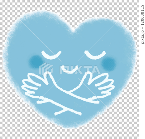 Illustration of hands holding a heart - Self hug 120039115