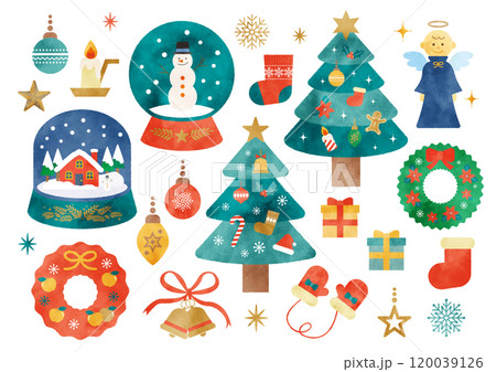 水彩のかわいいクリスマスのイラスト素材 120039126
