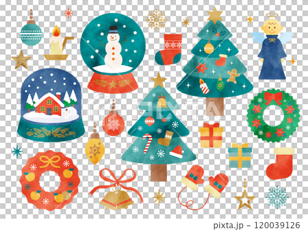水彩のかわいいクリスマスのイラスト素材 120039126