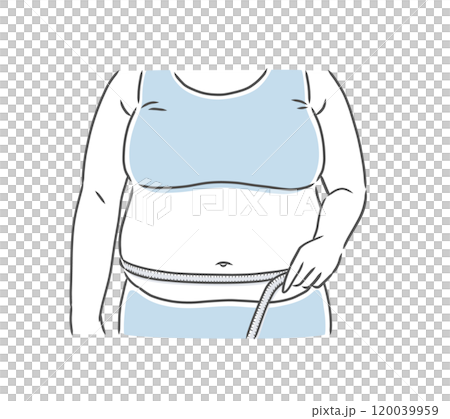 一個大肚子肥胖女人用捲尺測量腰部的插畫素材 一個大肚子肥胖女人用捲尺測量腰部的插畫素材 120039959