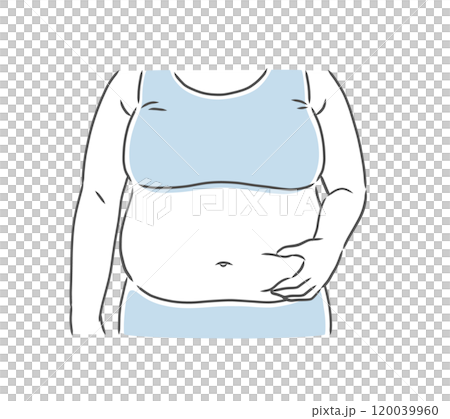 肥胖女人捏著大肚子插畫素材 肥胖女人捏著大肚子插畫素材 120039960