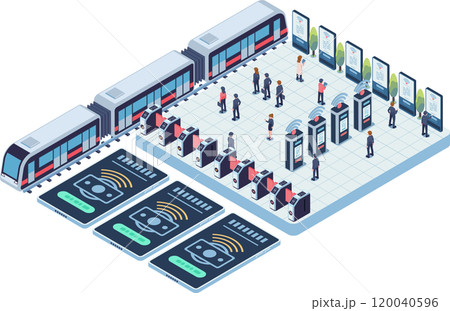 Isometric Metro Station with Automated Fare Collection Systems Isometric Metro Station with Automated Fare Collection Systems 120040596