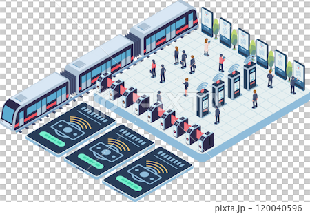 Isometric Metro Station with Automated Fare Collection Systems Isometric Metro Station with Automated Fare Collection Systems 120040596