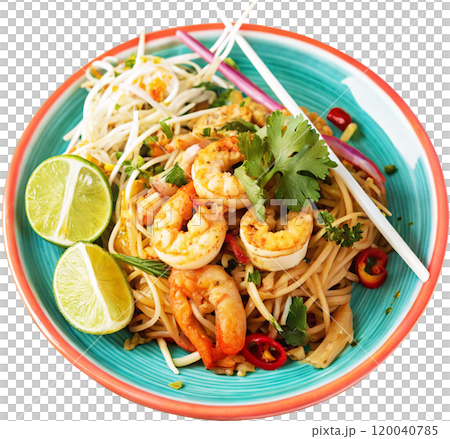 a vibrant plate of shrimp pad thai a vibrant plate of shrimp pad thai 120040785