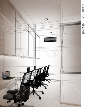 3d rendering  of  interior design office 120040914