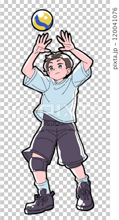 一個男孩玩拋擲遊戲的插圖 一個男孩玩拋擲遊戲的插圖 120041076