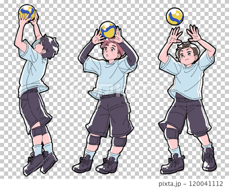 トスをする男の子のイラストセット トスをする男の子のイラストセット 120041112