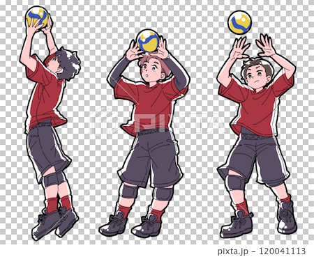 トスをする男の子のイラストセット トスをする男の子のイラストセット 120041113