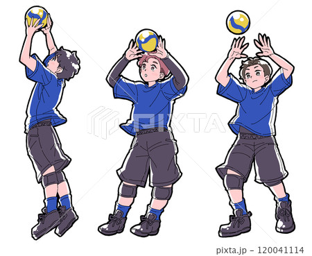 トスをする男の子のイラストセット 120041114
