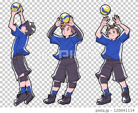 トスをする男の子のイラストセット 120041114